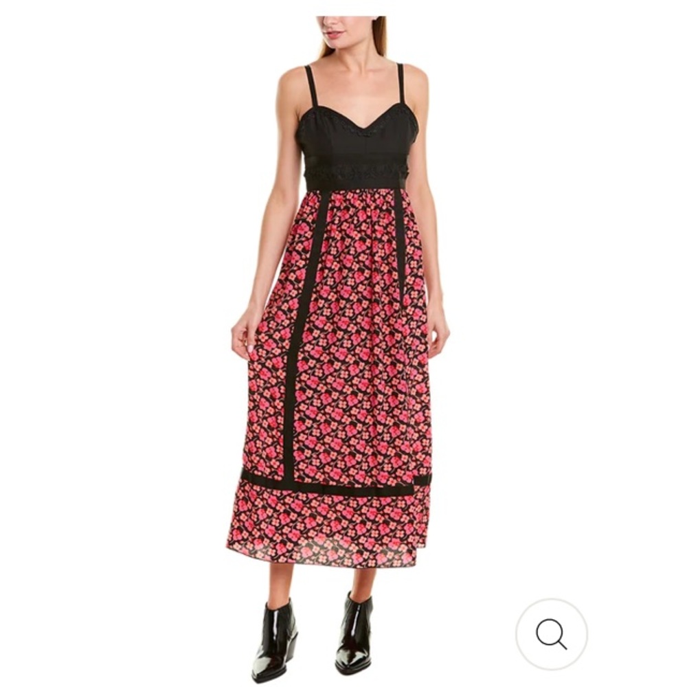 NWT ANNA SUI SILK MAXI DRESS WILDFLOWERS IN THE WIND